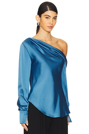 SIMKHAI Alice One Shoulder Top in Blue