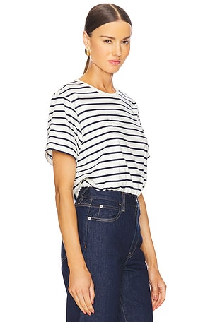 SIMKHAI Jojo Short Sleeve Cropped Tee in Navy