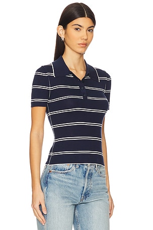 SIMKHAI Matty Short Sleeve Polo in Navy