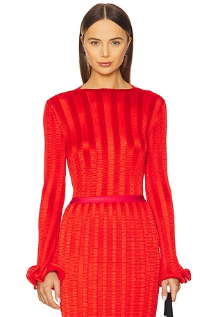 SIMKHAI Carys Mock Neck Top in Red