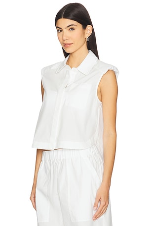 SIMKHAI Winslow Cropped Shirt in White