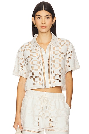 Makaia Cropped Short Sleeve Button Down Shirt SIMKHAI