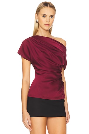 SIMKHAI Phoebe Draped Top in Red
