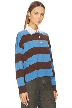 SIMKHAI Carson Rugby Polo Top in Blue