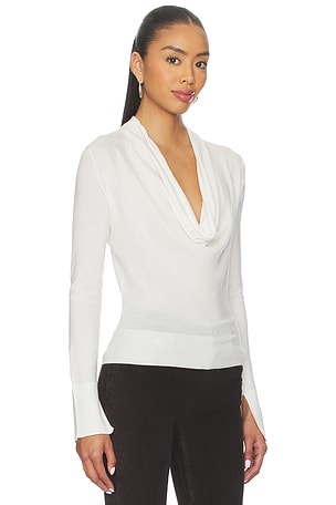 SIMKHAI Natia Cowl Neck Top in Ivory
