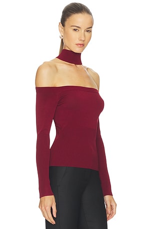 SIMKHAI Lila Cold Shoulder Top in Burgundy