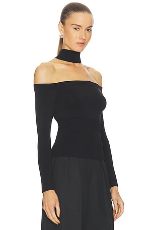 SIMKHAI Lila Cold Shoulder Top in Black. Size XS. Also