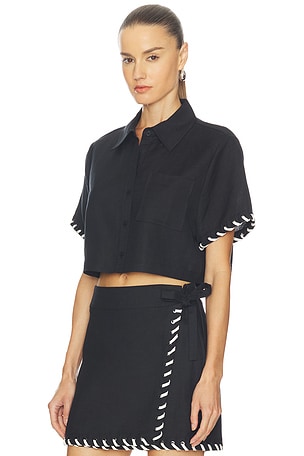 SIMKHAI Auggie Camp Shirt in Black