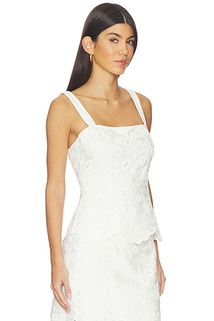 SIMKHAI Mckenna Embroidered Linen Top in Ivory