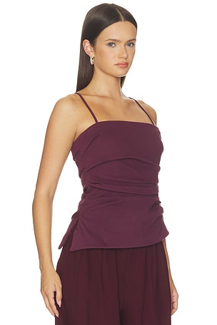 SIMKHAI Emerson Ruched Bustier Top in Burgundy