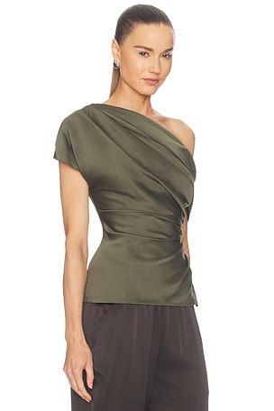 SIMKHAI Phoebe Draped Top in Olive