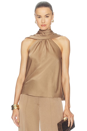 SIMKHAI Scarlett Cape Top in Brown