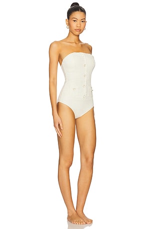 SIMKHAI Natalie Strapless One Piece Swimsuit in Ivory