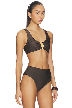 SIMKHAI Veyra Shell Bikini Top in Brown