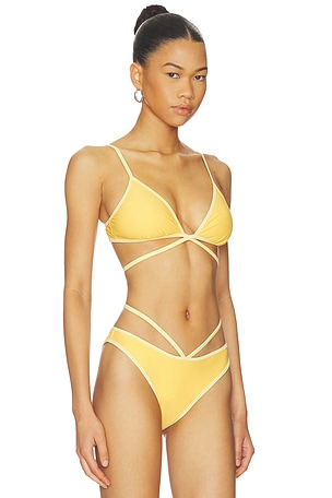 SIMKHAI Harlen Tie Front Bikini Top in Yellow. Size M. Also