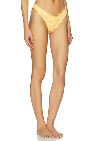 SIMKHAI Maelie Ruched Bikini Bottom in Yellow