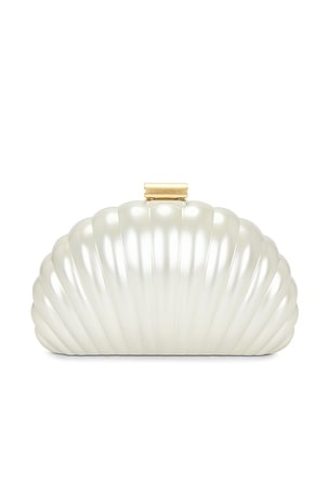 SIMKHAI Monet Pearlized Shell Clutch in Ivory