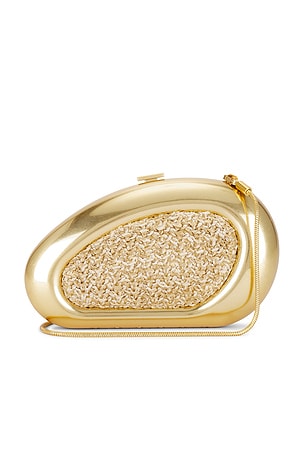 Luna Raffia Oval Clutch SIMKHAI