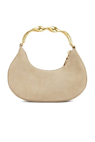 SIMKHAI Nixi Suede Twist Handle Bag in Nude