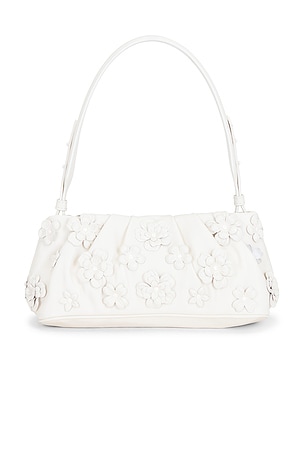 SIMKHAI Harlow Leather Flower Shoulder Bag in Ivory