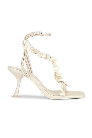 Elin Natural Shell Beaded Strappy Heel SIMKHAI