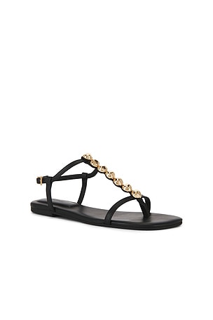 SIMKHAI Amaya Leather Thong Flat Sandal in Black