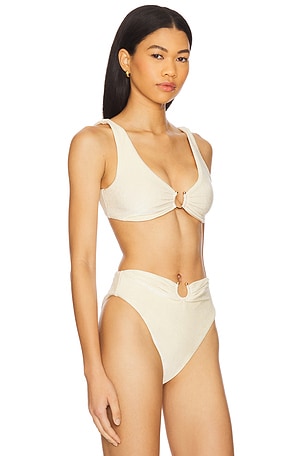 JADE SWIM Reiss Bikini Top in Cream,Metallic Neutral