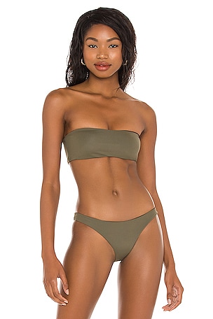army green bandeau bikini