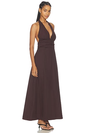 Juillet Dolly Halter Maxi Dress in Brown
