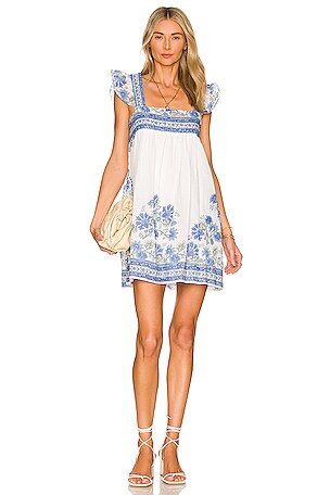 juliet dunn embroidered cotton mini dress White Frill Tunic Mini Dress main image 1
