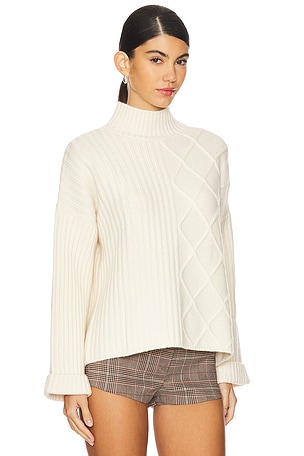 JUMPER 1234 Aran Rib Turtleneck in Cream