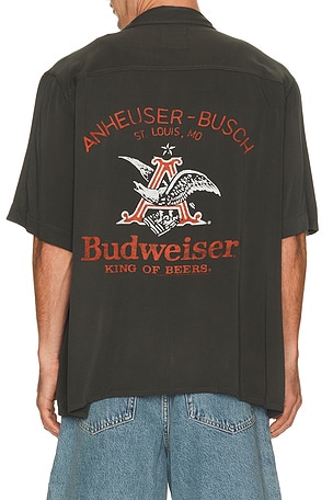Junk Food Budweiser King Of Beers Camp Shirt in Black