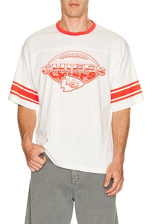 Junk Food Chiefs Oversized Stripe Ringer Tee in White