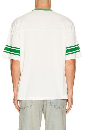 Junk Food Eagles Oversized Stripe Ringer Tee in White