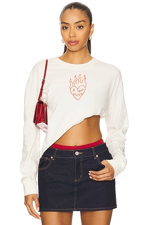 A Hot Mess Kickoff Crop Crew Sweatshirt Junk Food