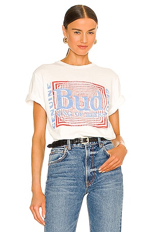 Budweiser Psych Pattern Tee in White Junk Food