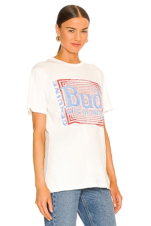 Junk Food Budweiser Psych Pattern Tee in White in White