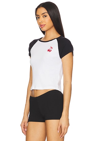 Junk Food Cherry Baby Raglan Tee in White