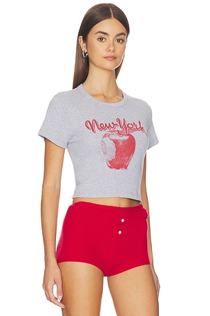 Junk Food New York Big Apple The Baby Tee in Grey