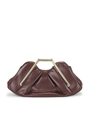 JW PEI Lila Metal Frame Clutch in Burgundy