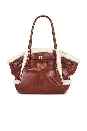 Hana Medium Faux Shearling Trim Tote Bag JW PEI