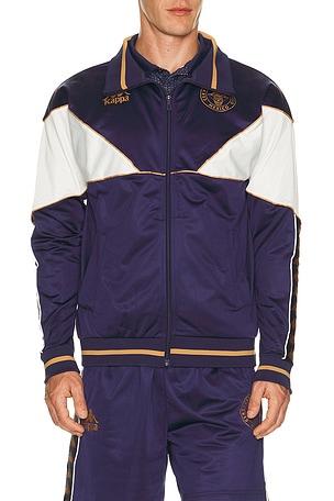 Kappa x Modelo Authentic Ramy Track Jacket in Blue Evening, White Milk, & Yellow Gold Rich