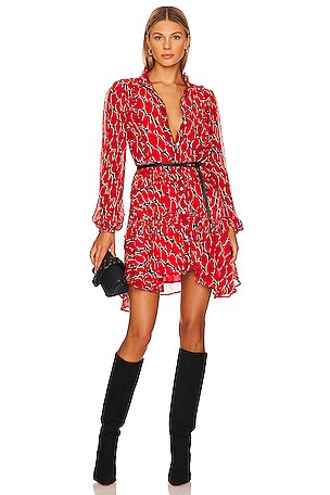 karina grimaldi red dress Karina Grimaldi Athena Solid Mini Dress Red Silk