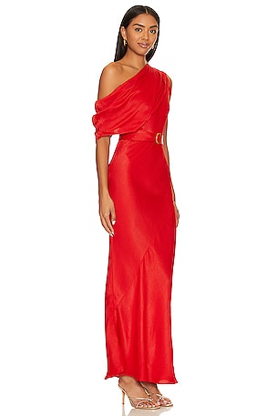 Karina Grimaldi Angelique Midi Dress in Red