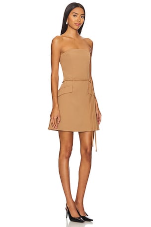Karina Grimaldi Nadia Mini Dress in Tan