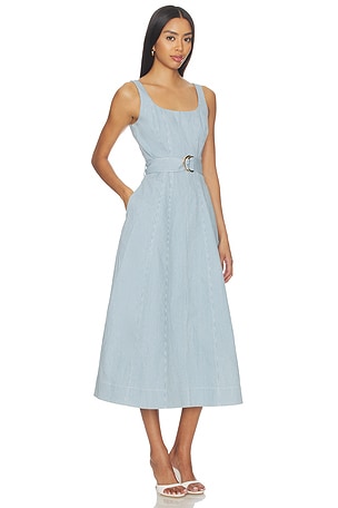Karina Grimaldi Lilliana Denim Maxi Dress in Blue. Size S. Also