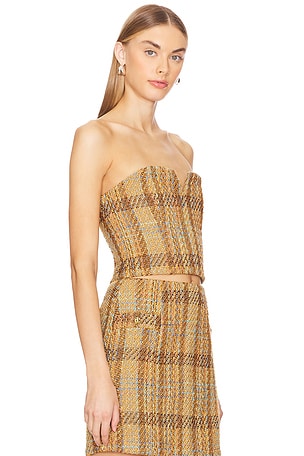 Karina Grimaldi Enelda Tweed Top in Beige