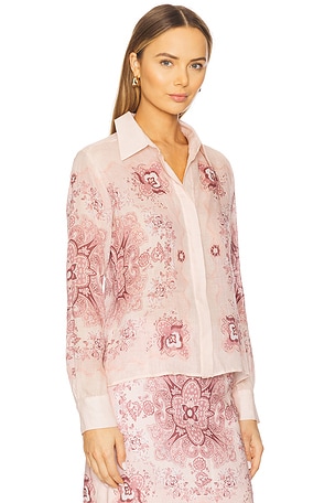 Karina Grimaldi Antoinette Print Blouse in Rose,Mauve