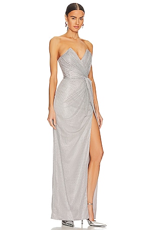 Katie May x REVOLVE Finn Gown in Metallic Silver