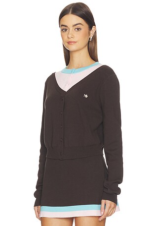 Kate Barton Illusion Layered Cardigan in Chocolate